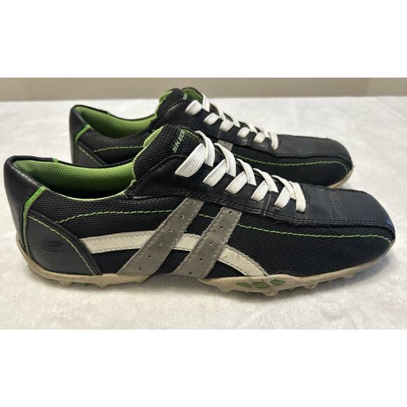 Sketchers Men’s Shoes Size 10.5 Relaxed Step Leather City Walk Black Green - Picture 1 of 9